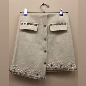 NWOT Asymmetrical Winter Cream Skirt